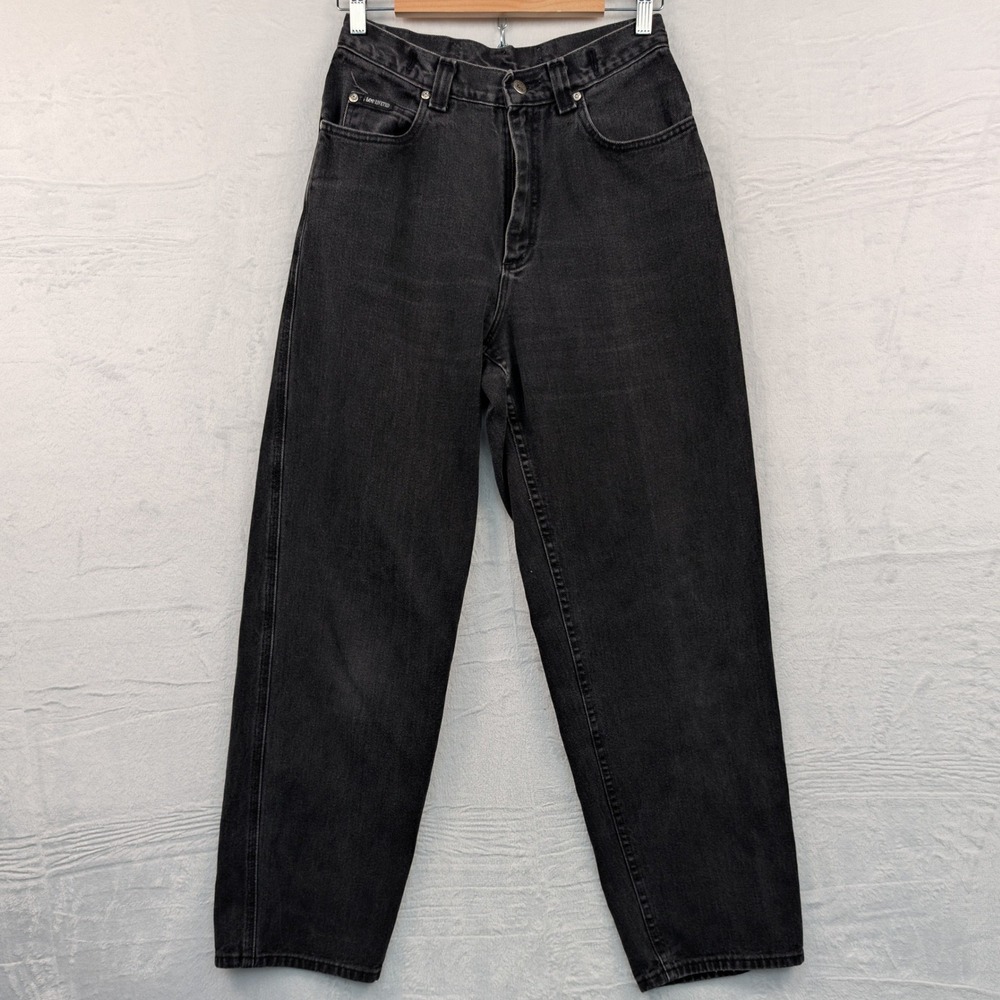 VTG Lee Jeans Womens 30x32 Black Faded Cinch Back Riveted Taperd Buckle Back 80s